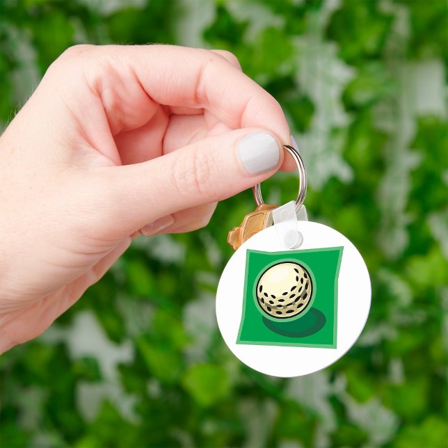 Golf Ball on Green Golfing Sport Keychain (Creator Uploaded)