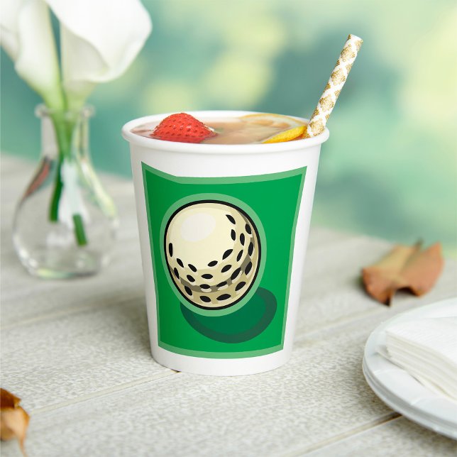 Golf Ball on Green Golfing Sport Paper Cups (Creator Uploaded)