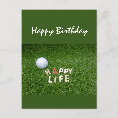 Golf ball on green grass birthday wishes Card