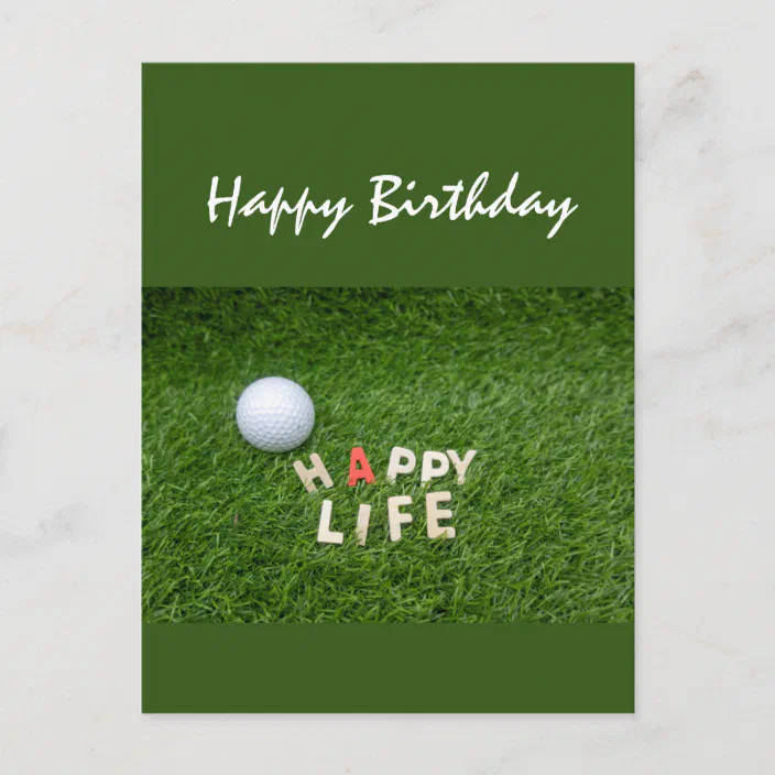Golf Ball On Green Grass Birthday Wishes Card Zazzle Com