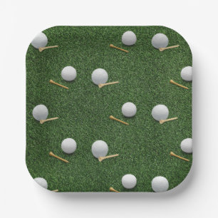 Golf ball on green grass for golfer party paper plates