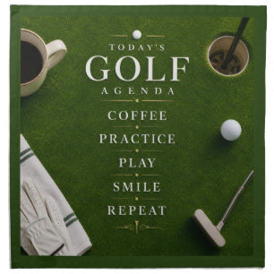 Golf ball on green grass golf agenda cloth napkin