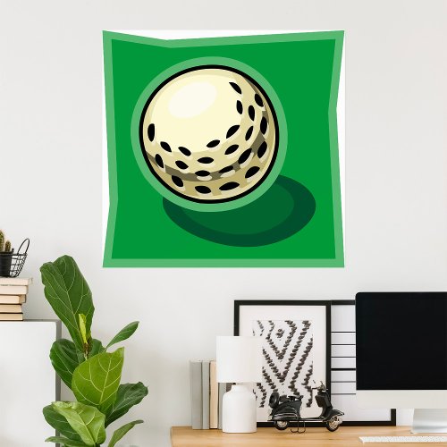 Golf Ball On Green Poster
