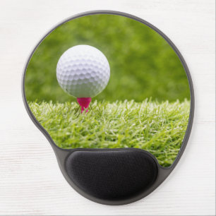 Golf ball on green ready for tee off gel mouse pad