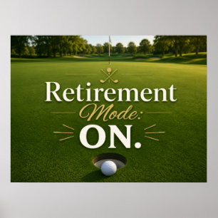 Golf ball on putting green for golfer retirement poster