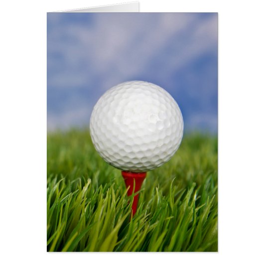 Golf Ball on red tee Cards (Front)