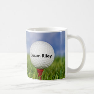 Golf Ball on red tee Coffee Mug