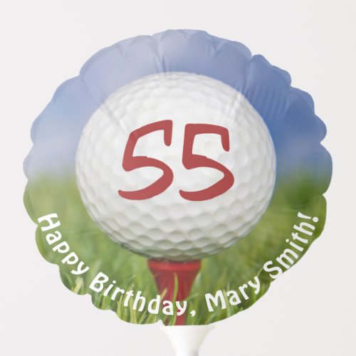 Golf Ball on red tee for 55th birthday Balloon