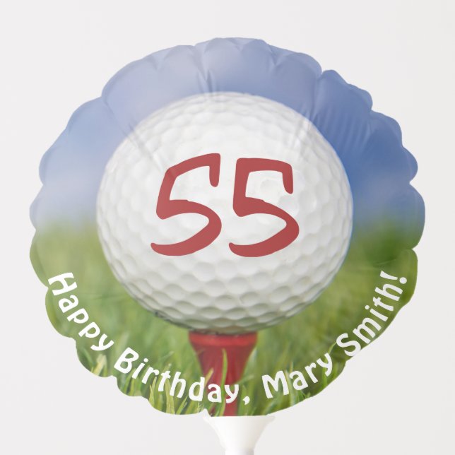 Golf Ball on red tee for 55th birthday Balloon (Front)