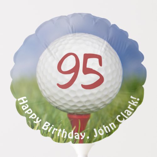 Golf Ball on red tee for 95th birthday Balloon
