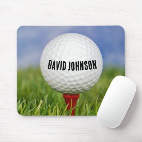Golf Ball On Red Tee Mouse Pad