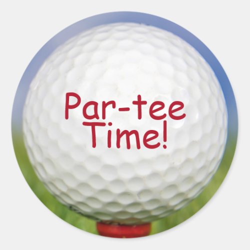 Golf Ball On Red Tee Par Tee Classic Round Sticker