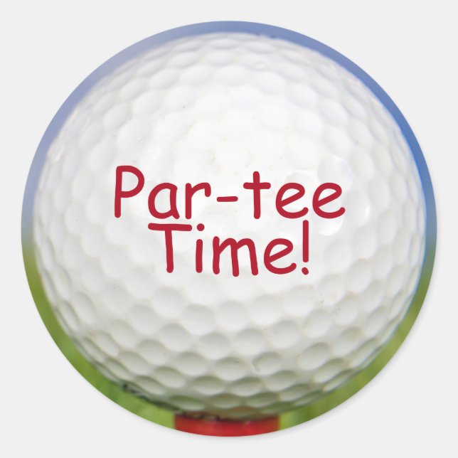 Golf Ball On Red Tee Par Tee Classic Round Sticker (Front)