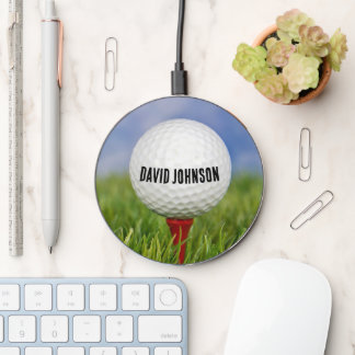 Golf Ball On Red Tee Wireless Charger