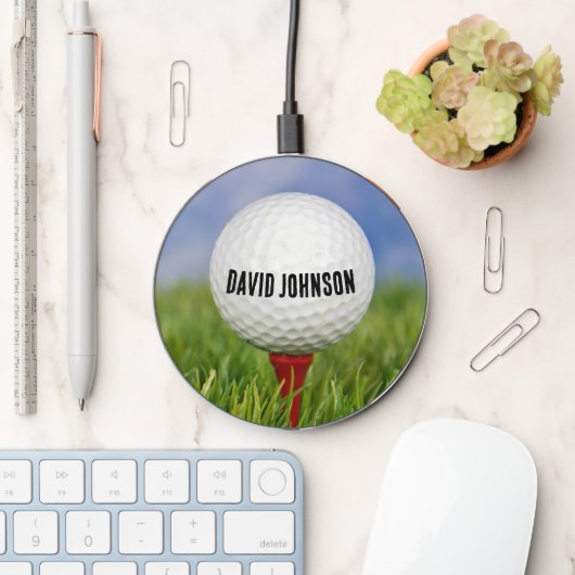 Golf Ball On Red Tee Wireless Charger (Desk)
