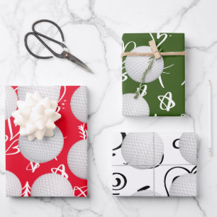 Golf ball on Snowflake Christmas for Golfer  Wrapping Paper Sheets