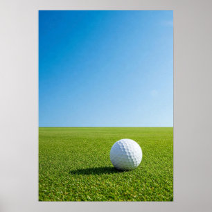 Golf Ball on Sunny Fairway Scene Poster