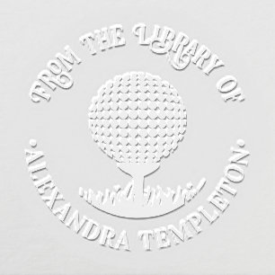 Golf Ball on Tee #1 Library Book Name Embosser