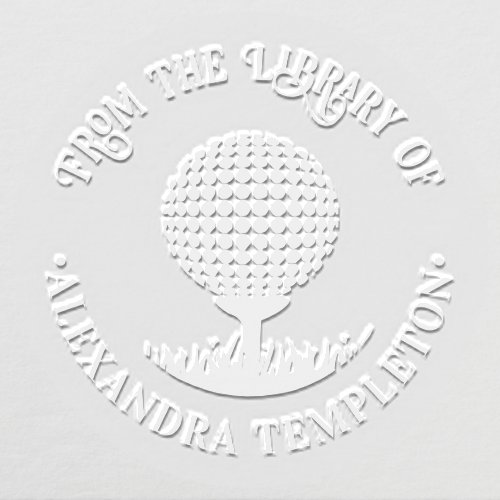 Golf Ball on Tee #1 Library Book Name Embosser
