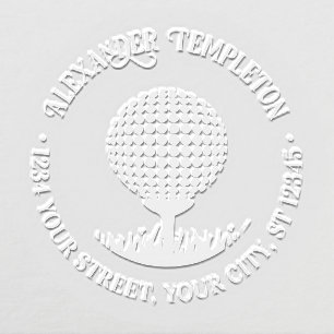 Golf Ball on Tee #1 Name Return Address Embosser