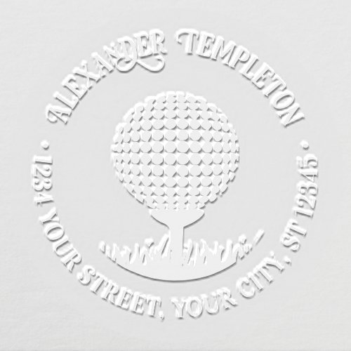 Golf Ball on Tee #1 Name Return Address Embosser