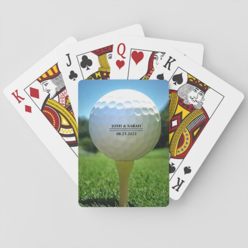 Golf ball on tee bicycle playing cards