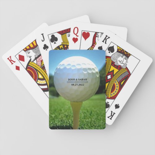 Golf ball on tee bicycle playing cards