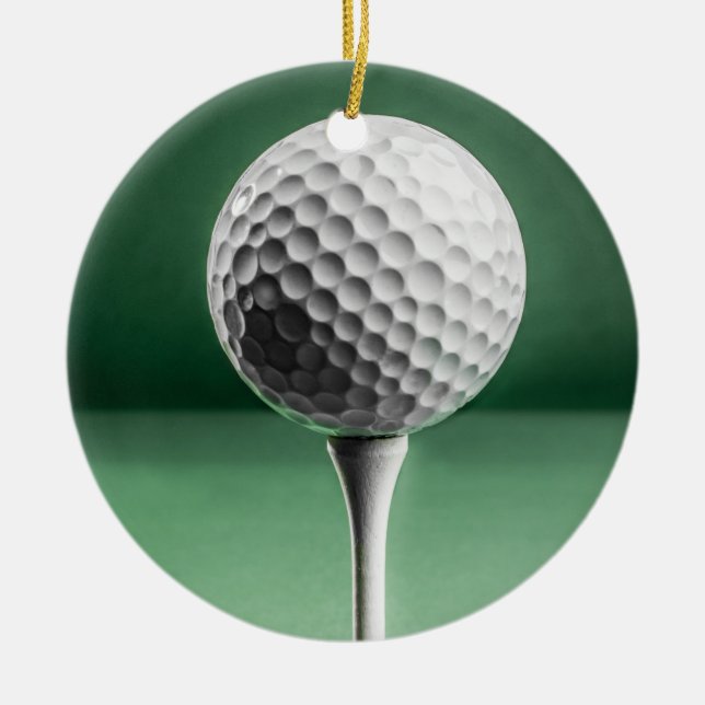 Golf Ball on Tee Ceramic Decoration (Front)