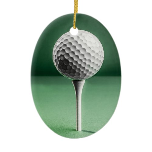 Golf Ball on Tee Ceramic Decoration