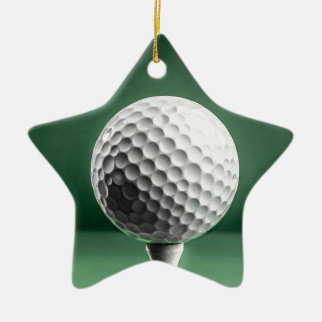 Golf Ball on Tee Ceramic Decoration (Front)