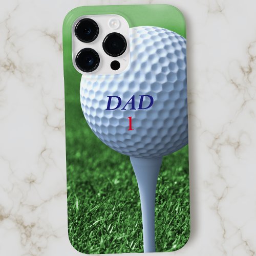 Golf Ball on Tee Dad Name Number Green Golfer Case_Mate iPhone 14 Pro Max Case