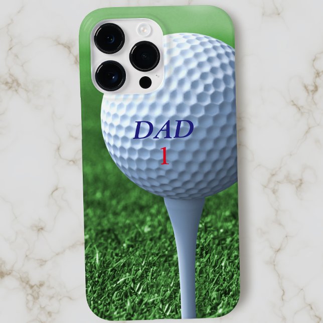 Golf Ball on Tee Dad Name Number Green Golfer Case-Mate iPhone Case (Creator Uploaded)