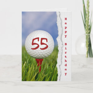 golf ball on tee for 55th birthday card