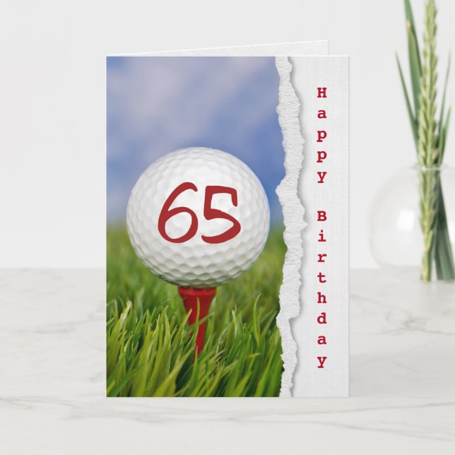 golf ball on tee for 65th birthday card (Front)