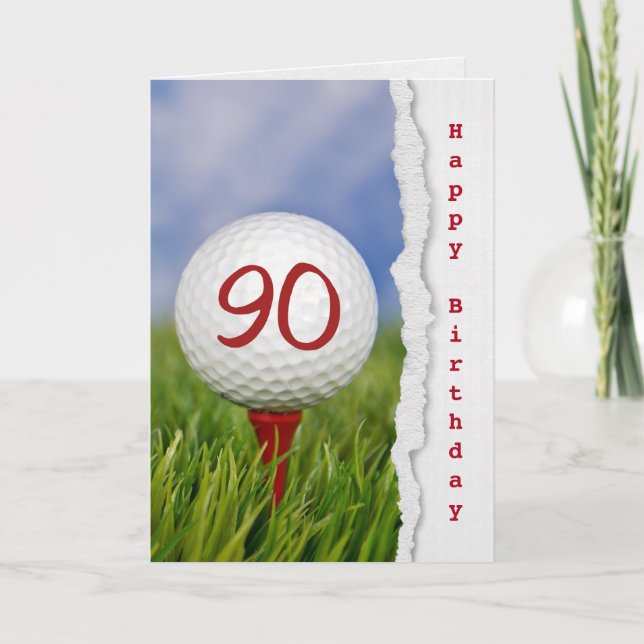 golf ball on tee for 90th birthday card (Front)