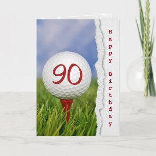 golf ball on tee for 90th birthday card