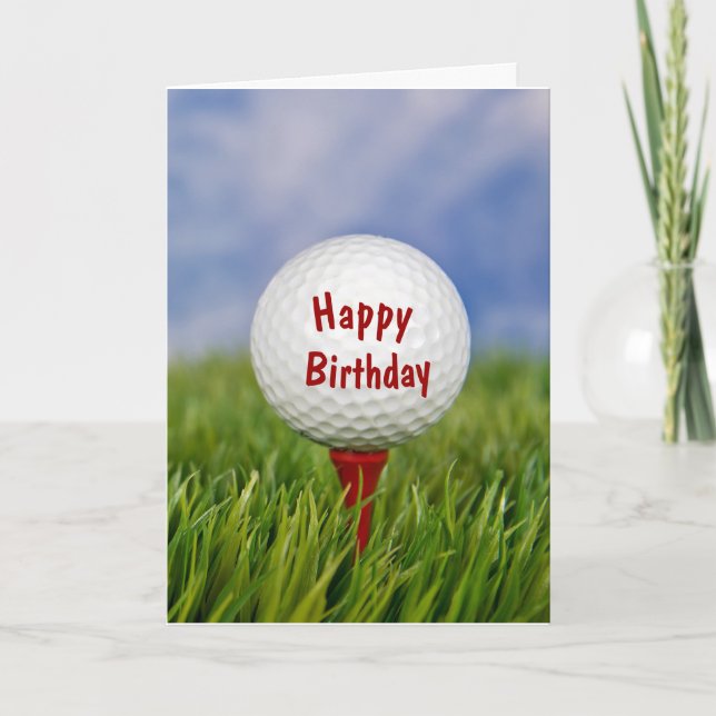 golf ball on tee for birthday card (Front)