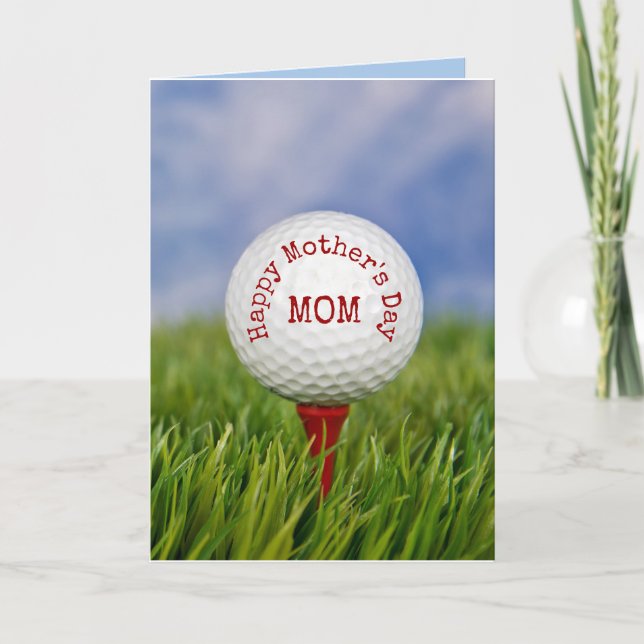 Golf Ball On Tee for Mother's Day Card (Front)