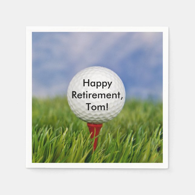 Golf Ball on tee for retirement Napkins (Front)
