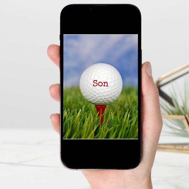 Golf Ball On Tee for Son's Birthday Card (Front Digital)