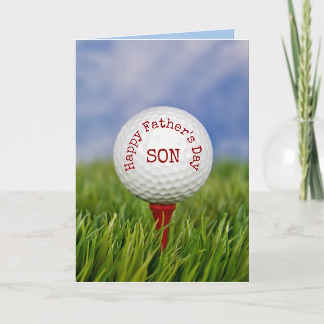 Golf Ball On Tee For Son's Father's Day Card (Front)