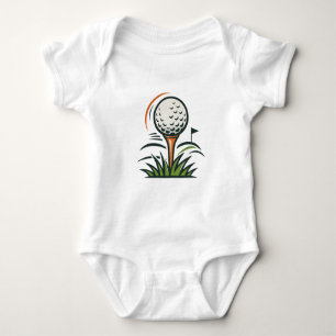 Golf Ball on Tee Grass Flag Sport Logo Design