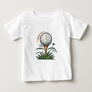 Golf Ball on Tee Grass Flag Sport Logo Design