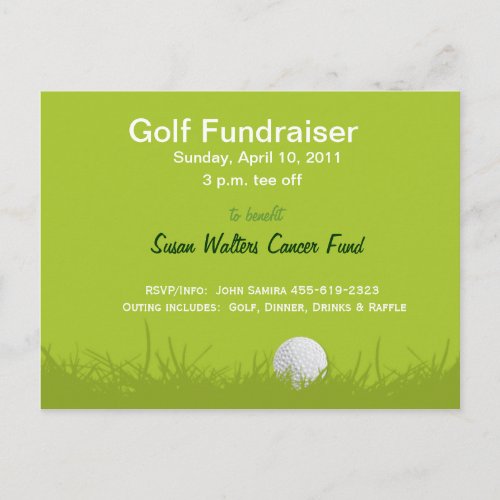 Golf Ball on Tee Invitation Postcard