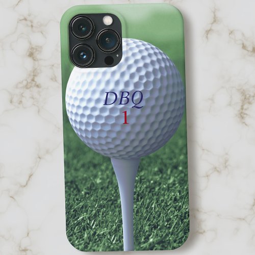 Golf Ball on Tee Modern Golfer Monogrammed Green Case_Mate iPhone 14 Pro Max Case