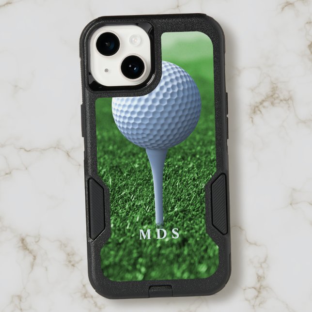 Golf Ball On Tee Modern Golfer Monogrammed Otterbox iPhone Case (Creator Uploaded)