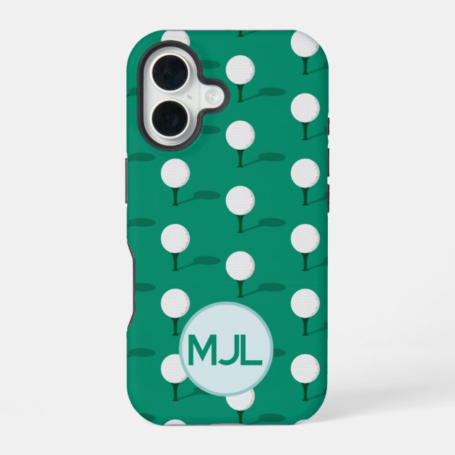 Golf Ball on Tee Pattern with Custom Monogram Iphone Case (Back)