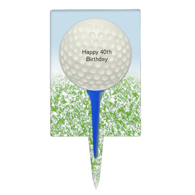 Golf Ball on Tee Personalized Cake Topper (Front)