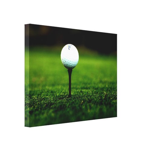 Golf Ball on Tee Rich Green Turf Canvas Print