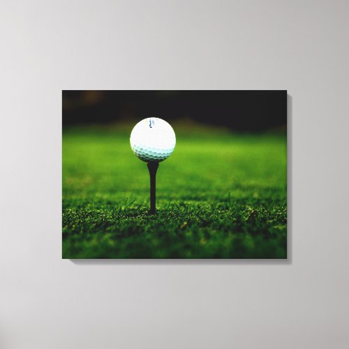 Golf Ball on Tee Rich Green Turf Canvas Print